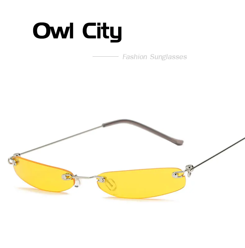 Сова город Винтажные Солнцезащитные очки женские маленькие узкие солнцезащитные очки ретро прямоугольные солнцезащитные очки Брендовые дизайнерские женские очки без оправы