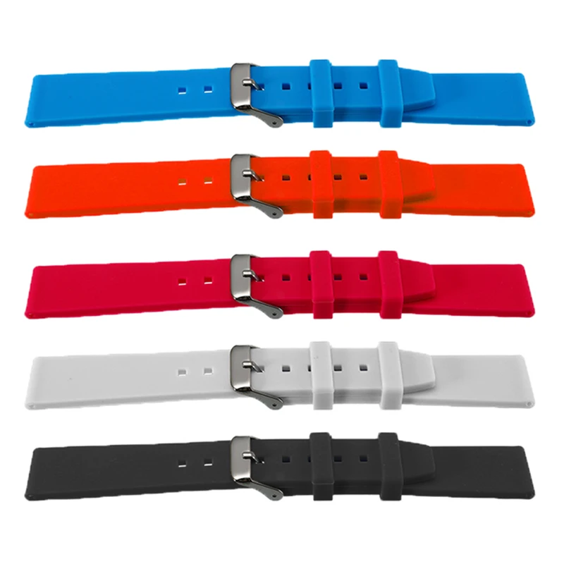 

Rubber Silicone Watchband Multi Color Watchbands Watch Strap With Stainless Steel Buckle 16/18/20/22/24/26/28mm