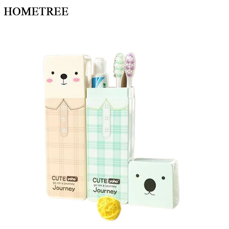

HOMETREE 1 Pcs Portable Student Cartoon Toothbrush Box Plastic Travel Toothpaste Toothbrush Box Bathroom Accessories Sets H703