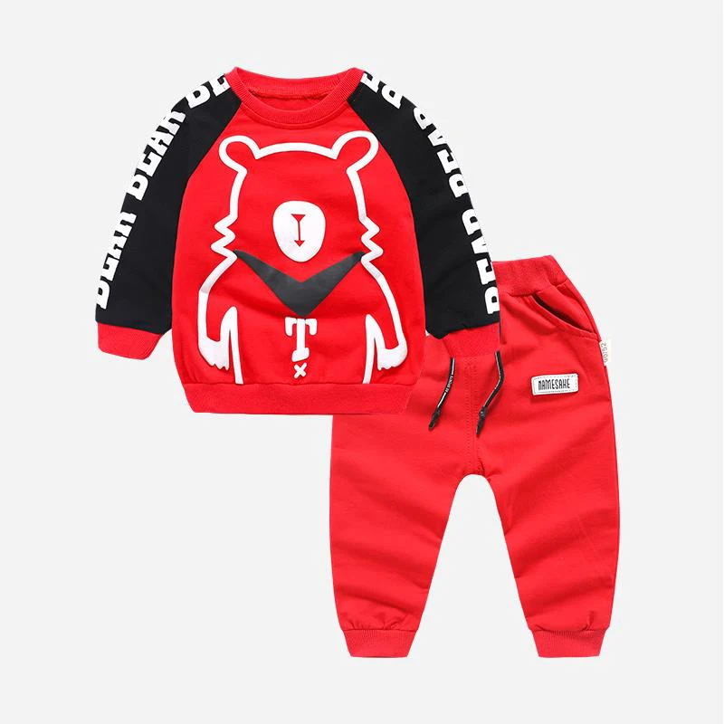 

0-5 years High quality boy girl clothing set 2019 new spring sport active Cartoon kid suit children baby clothing Shirt + pants