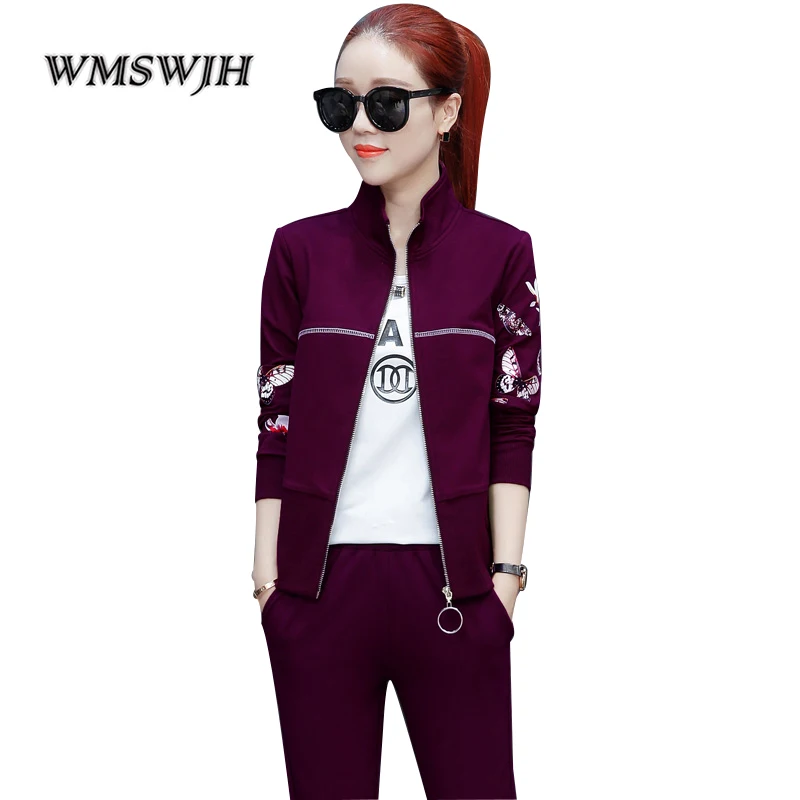 

Sportswear Women 2019 new spring autumn fashion Printed three-piece Hoodies large size long-sleeved casual Hoodies Sweatshirts