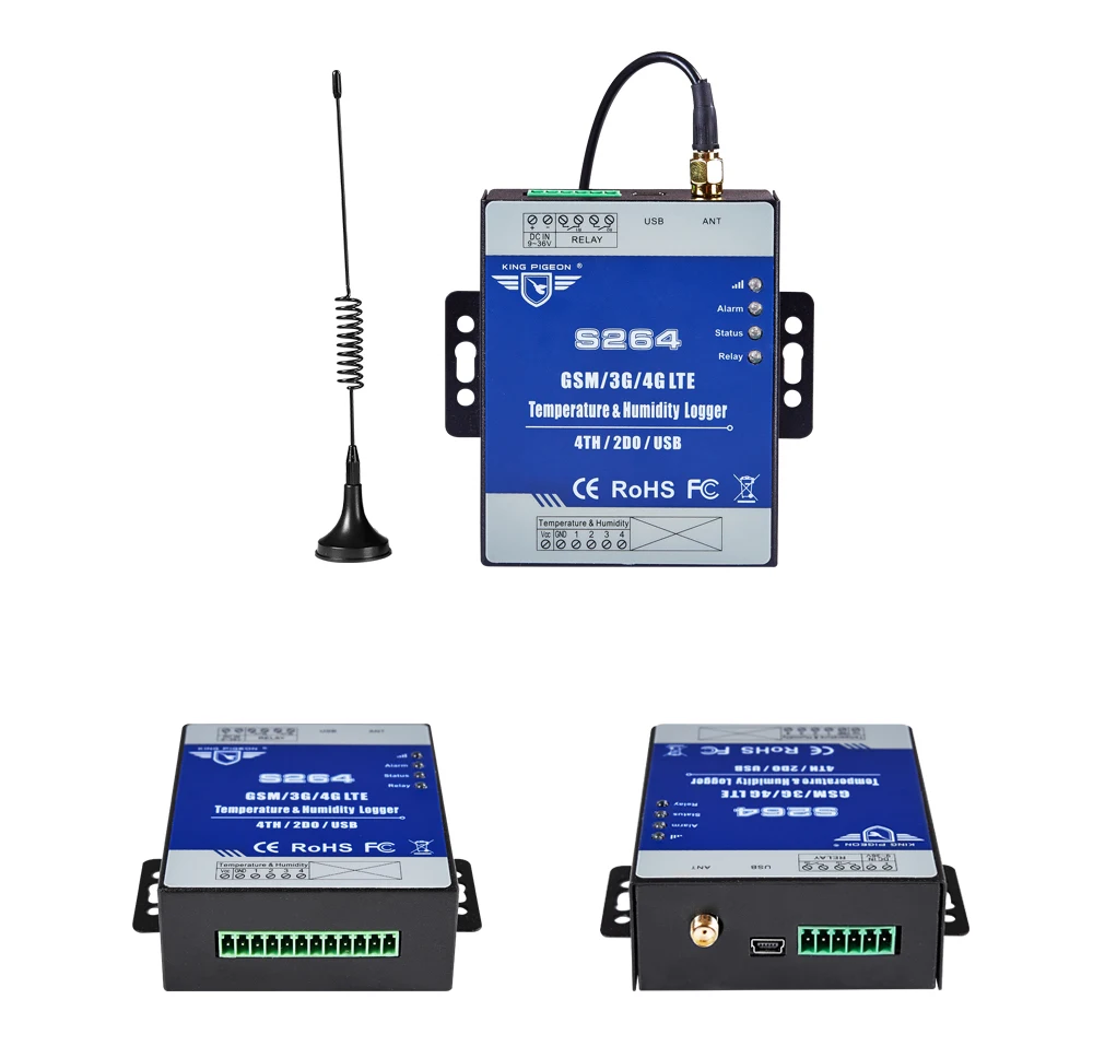 Промышленные Температура влажность сигнализации контроллер GSM/3g/4G LTE GPRS регистратор данных Поддержка Modbus TCP/IP Android IOS APP S264