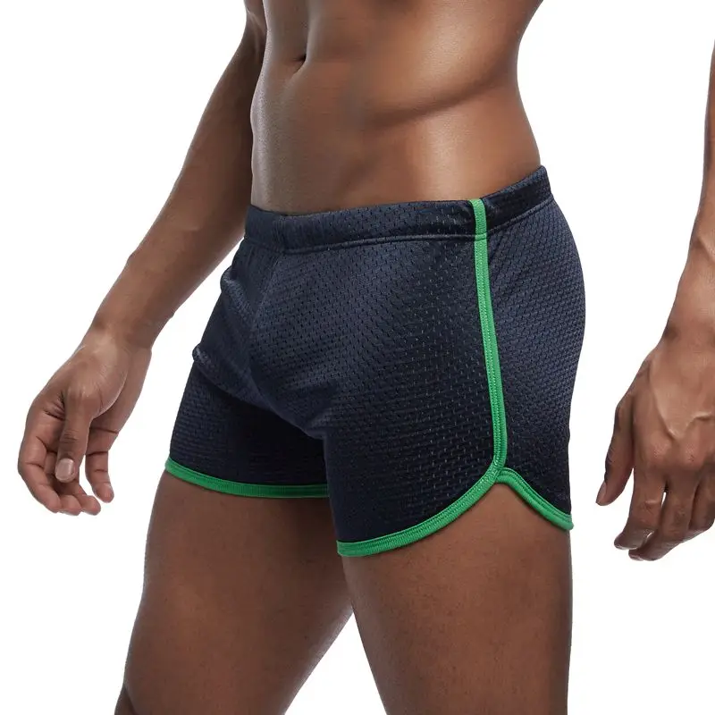 JOCKMAIL сетчатые дышащие быстросохнущие сексуальные мужские пляжные шорты спортивная одежда шорты для геев фитнес тренировки размера плюс M-3XL - Цвет: Dark Blue