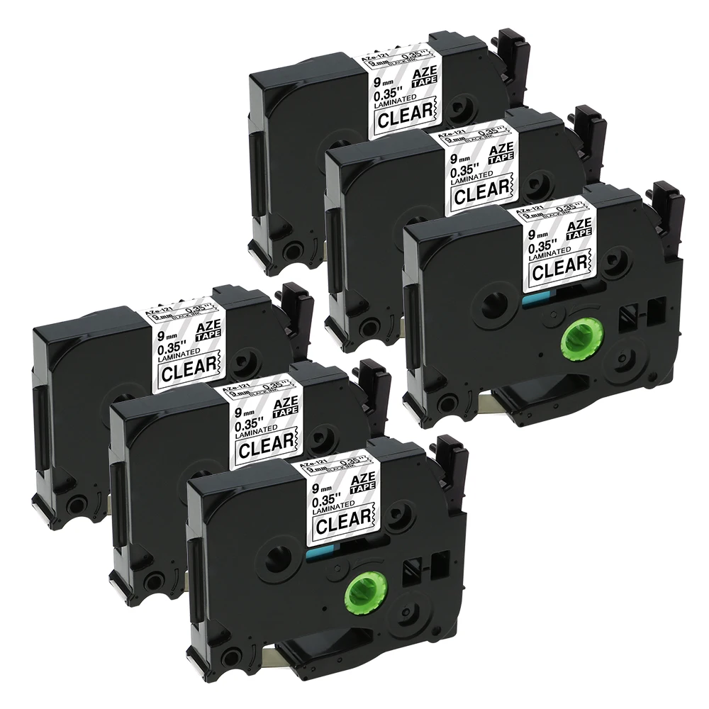 6 Packs TZe121 Compatible Brother TZe Label Tape TZe-121 TZ-121 9mm*8m Black on Clear tze tape for P-touch Printer | Компьютеры и офис