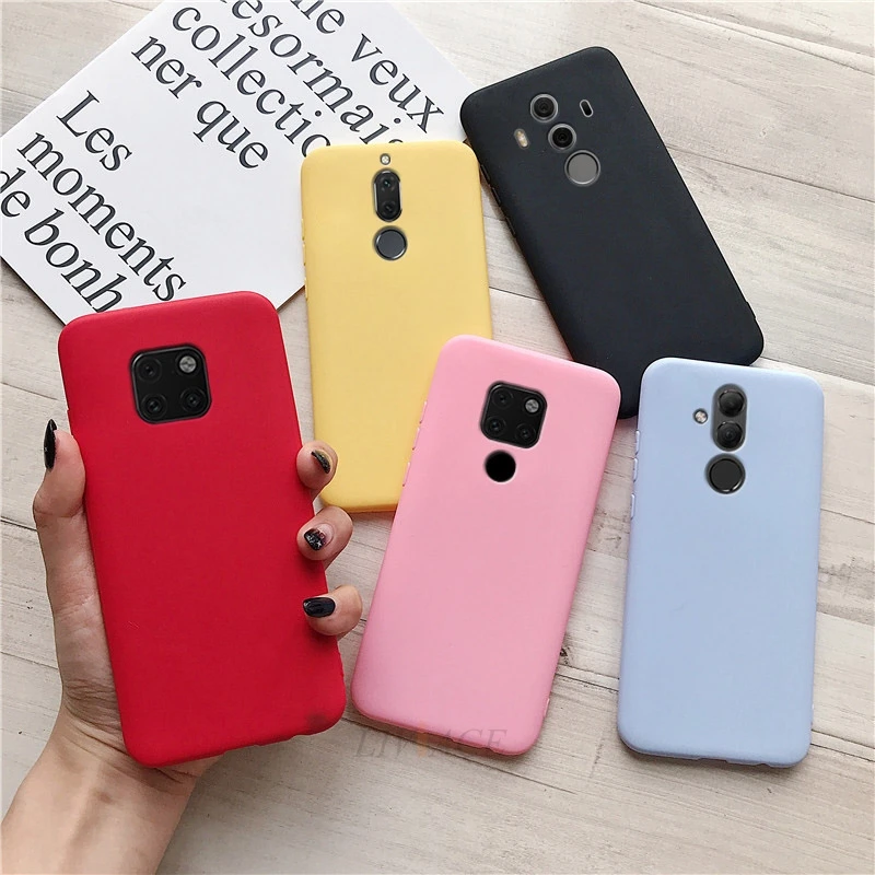 matte silicone phone case on for huawei mate 10 lite 20 lite mate20 mate10 lite 9 pro mate 30 candy color soft tpu back cover