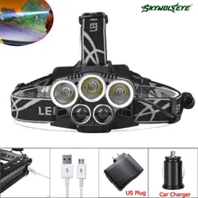 4000 LM T6 5X светодиодный налобный фонарь 18650 Батарея фонарик Перезаряжаемые USB лампа+ автомобиля Зарядное устройство 5 V+ США Plug Зарядное устройство