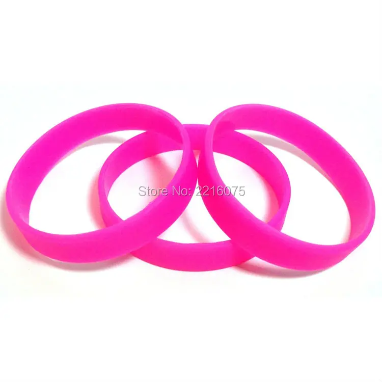 100pcs Hot Pink silicone wristband rubber bracelets free shippingin