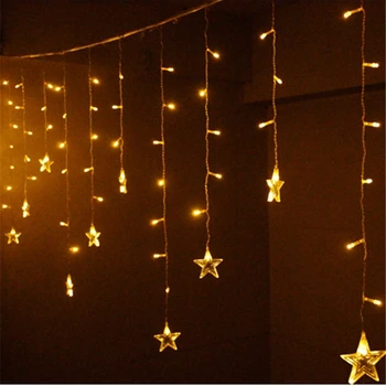 Led Licht Koperdraad String Lights Star Fairy Light Gordijn Ijspegel Streep Bruiloft Decoratie Lampen Voor Slaapkamer, ac 110-220V H-27