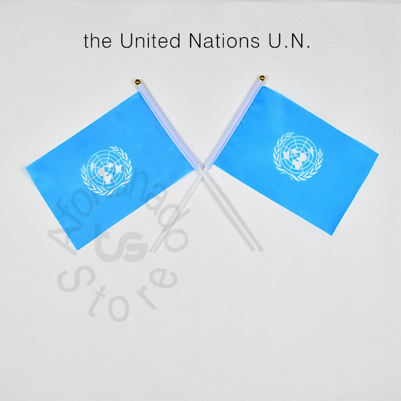 

UN United Nations flag Banner Free shipping 14*21cm hand waving National flag Home Decoration flag banner