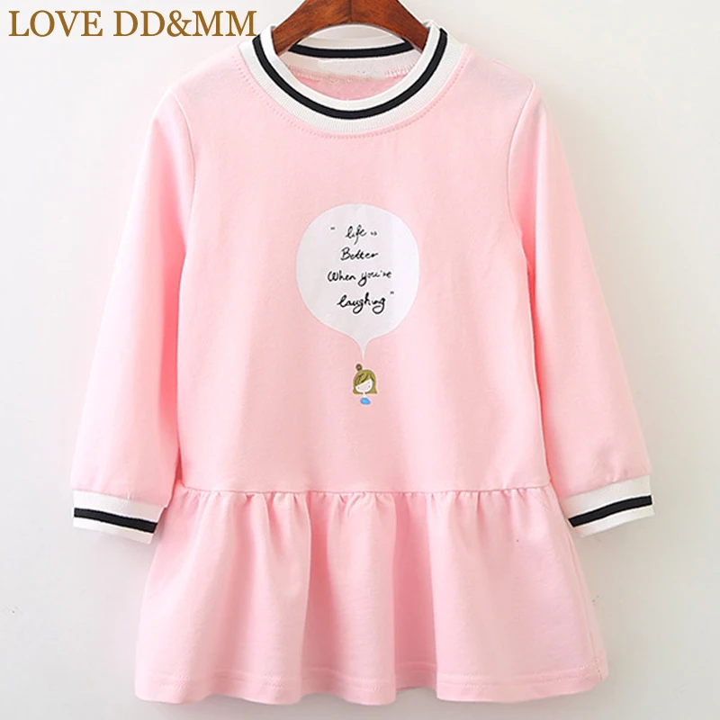 Платья для девочек с надписью «LOVE DD& MM»; Новинка г.; Весенняя детская одежда; Повседневное платье-свитер в полоску с длинными рукавами