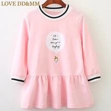Платья для девочек с надписью «LOVE DD& MM»; Новинка г.; Весенняя детская одежда; Повседневное платье-свитер в полоску с длинными рукавами