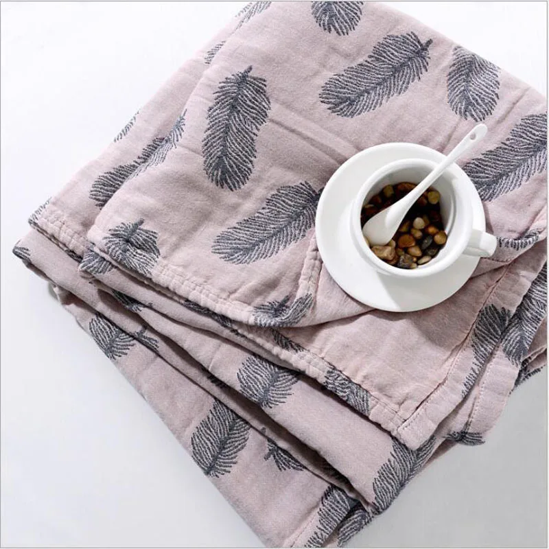Хлопковое Марлевое полотенце муслиновое одеяло мягкий плед для взрослых на кровать/диван/Самолет/путешествия покрывало