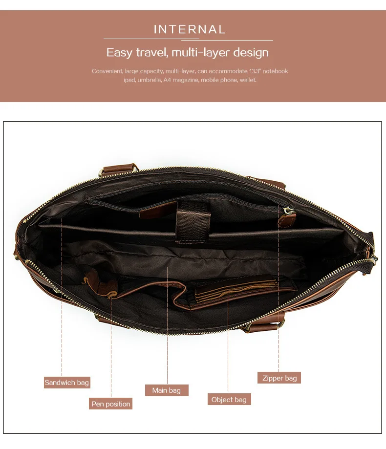 2019 Мужская сумка деловая Повседневная сумка из коровьей кожи высокого качества мужской деловой большой портфель мужские сумки коричневые