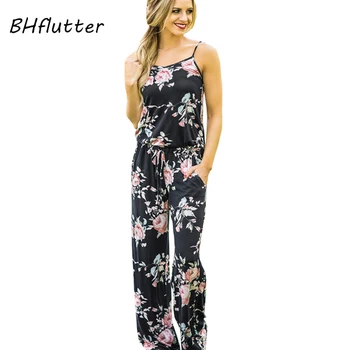 

BHflutter Women Jumpsuits 2018 New Style Floral Print Summer Overalls Rompers Strapless Casual Loose Playsuits Combinaison Femme