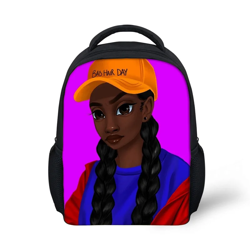 FORUDESIGNS/детские мини-сумки на плечо для школы, черные художественные африканские американские школьные сумки для девочек, детские рюкзаки для детского сада - Цвет: YQ4096F