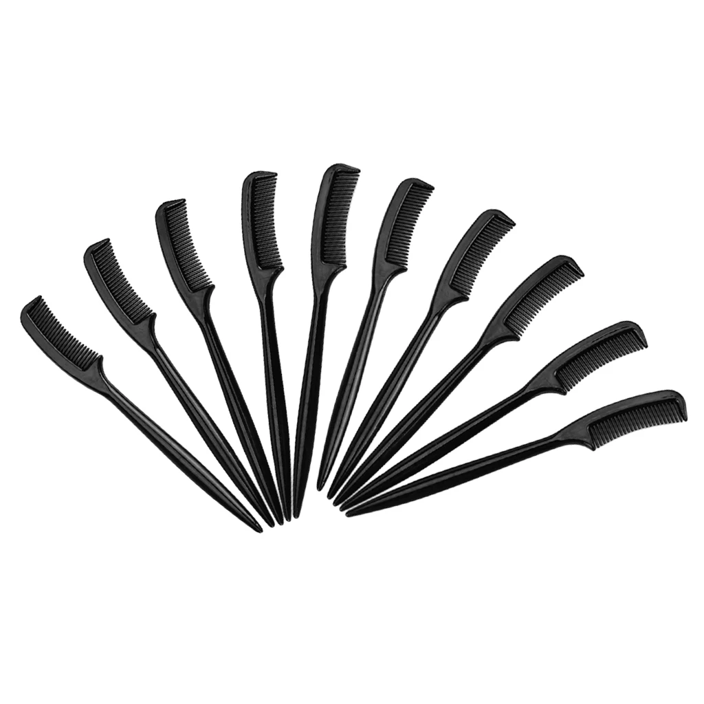 10pcs/set Eyelash Comb Curlers Makeup Applicator Eyebrow Grooming Brush Make Up Tool for Beauty Salon Home Use - Black