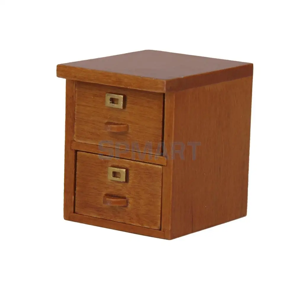 Dollhouse Miniature Wooden 2 Drawer Filing Model Building