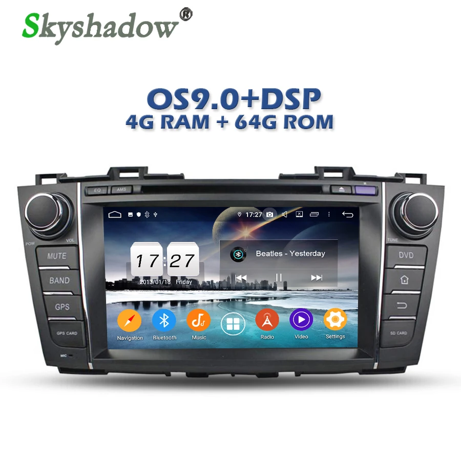 PX6 автомобильный dvd-плеер DSP Android 9,0 4G+ 64GB gps карта RDS радио Wifi ips Bluetooth 4,2 для мазада 5 Premacy 2009 2010 2011 2012