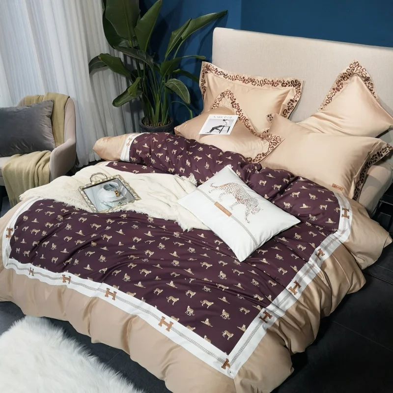 Waliicorners Home Bedding Sets brown egyptian cotton Soft duvet Cover embroidery Bed Set pillowcase King size Queen size 4pcs 50 IMG_20190102_143927