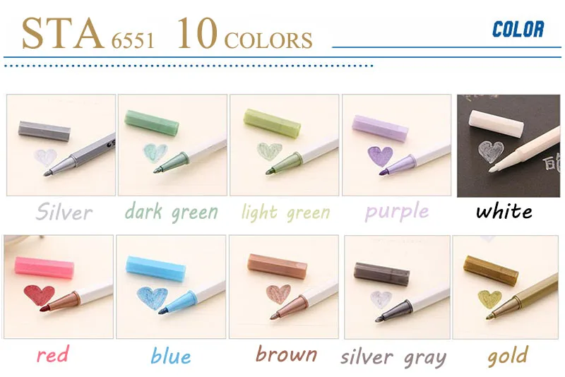 STA 6551 металлическая метка ручка цветной маркер граффити ручка многоцветный para металлическая масляная краска маркер шариковые ручки Chacos рисунок