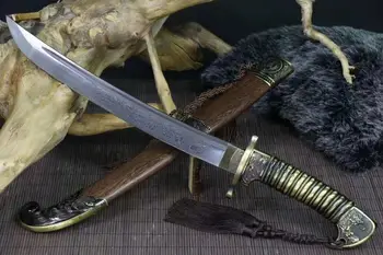 

Handmade Military Nepalese Sword Sharp HRC60 Folded Damascus Carbon Steel Saber Full Tang Can Be Cut Bamboo