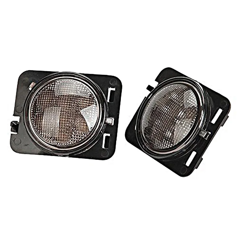 1 FADUIES Smoke Lens Amber LED Front Turn Signal Light + Fender Side Marker Parking Lamp For 2007-2015 Jeep Wrangler JK  (1)
