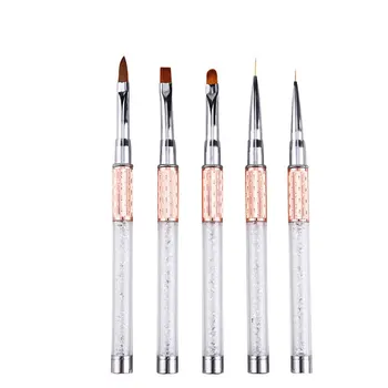 

Hot Sale Rose Gold Crystal Nail Art Brush Painting Flower Drawing Line Pen Metal UV Gel Polish Tip Design Tool Manicure