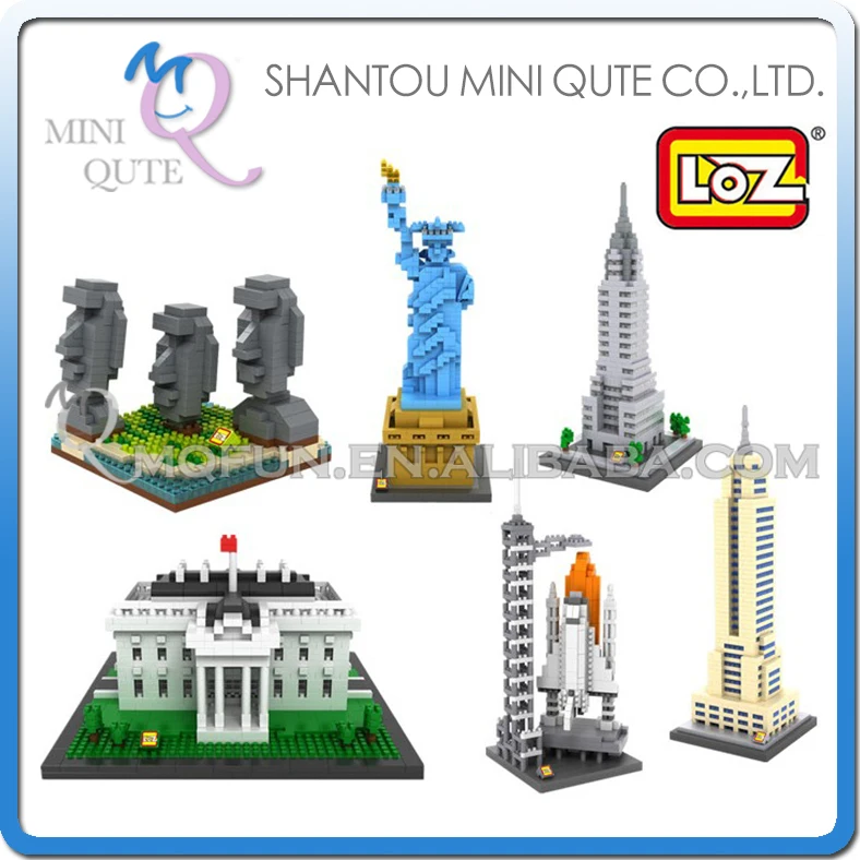 

6pcs/lot Mini Qute LOZ 6 styles World architecture Empire State Building plastic building block scale model educational toy