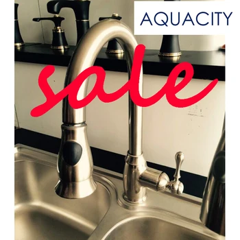 

Free Shipping AQUACITY| Pull Down with 2 Function with on-off button Spray Brushed Nickel Kitchen Faucet