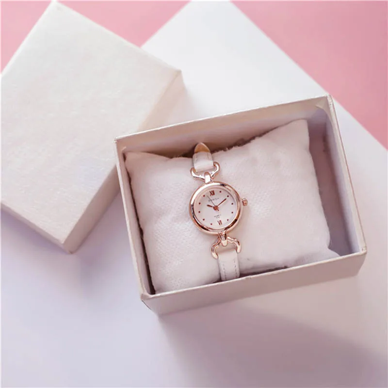 

Newly Women Girl Simple Quartz Wrist Watch PU Leather Strap Mini Thin Dial Watches DOD886