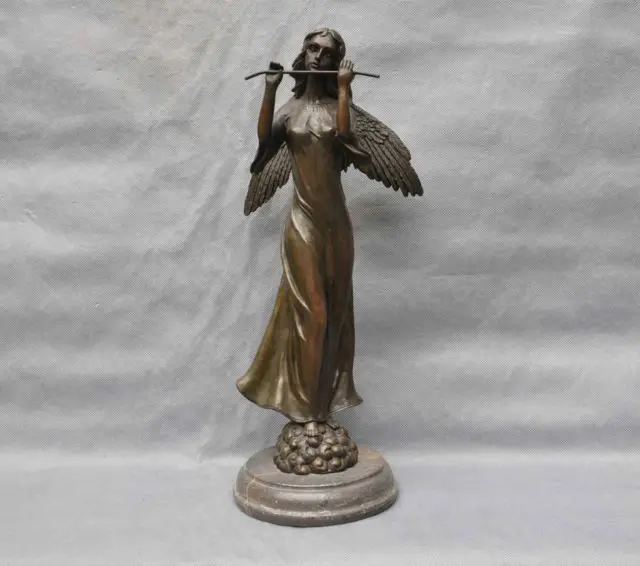 

Women Lady Angel Holding a Flute Musical Instruments Art Sculpture cigarette lighter cooking tools Decoration 100% Brass Bronze