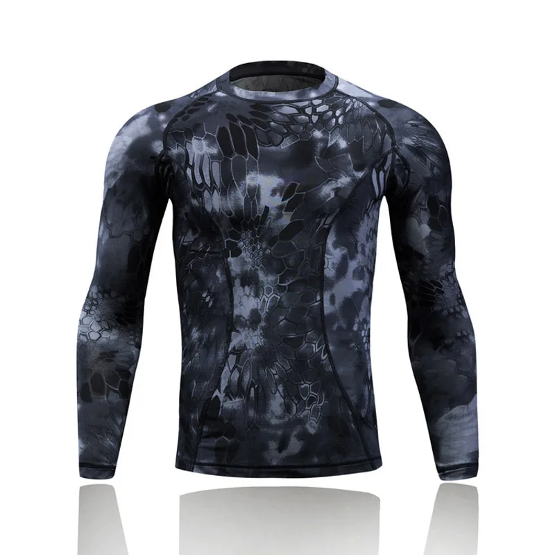 

Outdoor Sport Tactical Camouflage Hiking T-shirt Quick Dry Military Army Compression Shirt Men Long Sleeve Hunting Combat Shirt