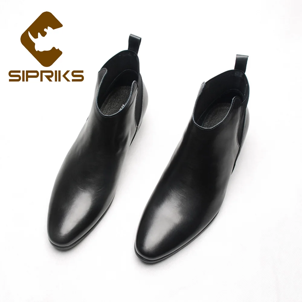 Sipriks/Дизайнерские мужские ботинки челси из натуральной кожи; коричневые классические ботильоны без застежки в стиле ретро; Повседневный Набор для ухода за обувью; европейский стиль 43