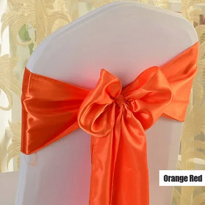 Хит 100 шт./лот 16*275 см Красный/Королевский синий/золотой/Розовый многоцветный атласная лента на стул лента для Свадебная вечеринка в отеле банкетное украшение - Цвет: orange red