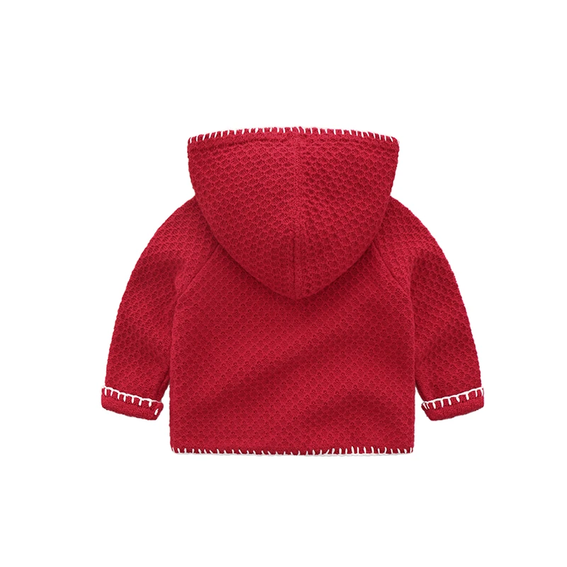 Новая красивая весенне-осенняя одежда для маленьких девочек возраст 9 months to 2 years Old с цветочным узором большой красный свитер с капюшоном и вышивкой