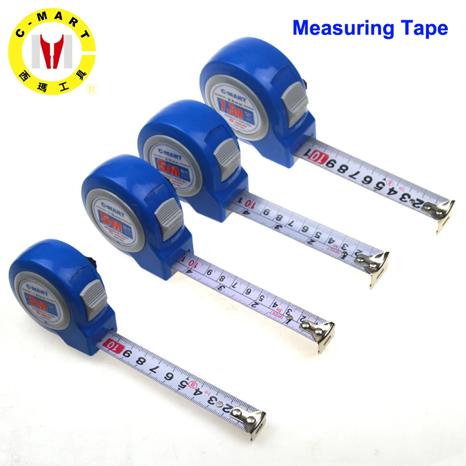 

C-Mart Tools 3/5/7.5M Mn Steel Measure Tape Double-sided Steel Tapes British Metric Type Tapeline Wood Working Tools
