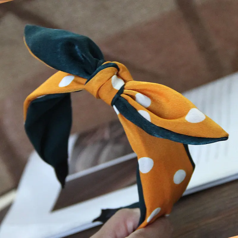 

Dot Fabric Rabbit Ear Wide Women Hair Bands Korean Fashion Trendy Hair Jewelry