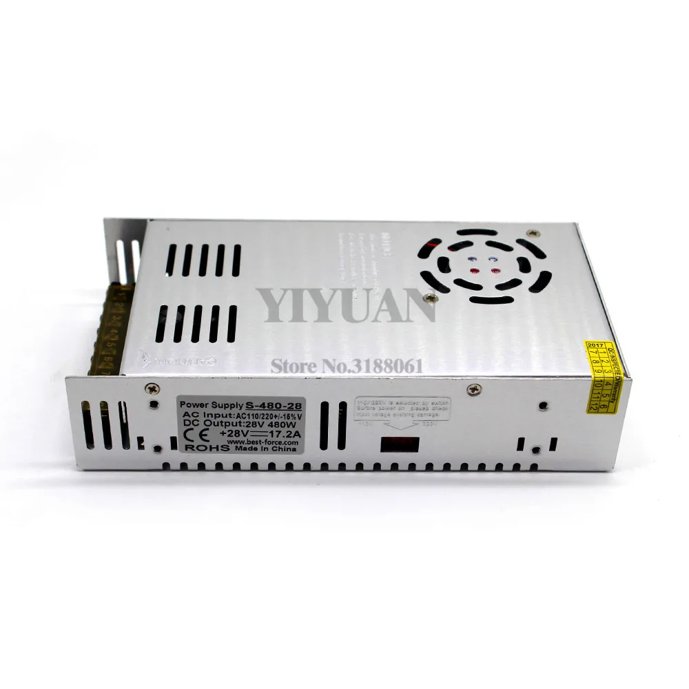 DC28V 17.2A 480 Вт Led Питание трансформатор водителя 110 В 220 В AC к DC 28 В Мощность адаптер для светодиодные лампы Газа ЧПУ CCTV Степпер