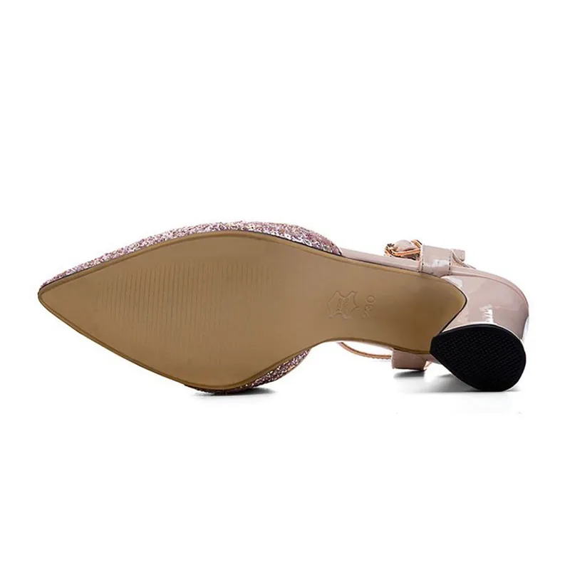 Tobillo De 39 Negro Mujer Punta Calzado Zapatos Bling Del Sandalias Vestido Tamaño Real 34 Dedo Correa Mujeres Tacón Misakinsa Cuero rosado Adornado Pie Alto 1q0EBFFx