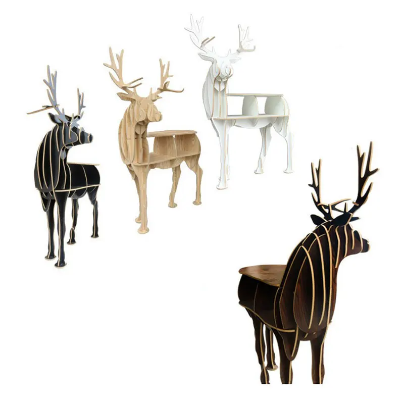 

Modern Creative Elk wood side Deer Desk Coffee Table Wooden Storage Study Book Shelf Household Furniture Side Table 142*82*59*11