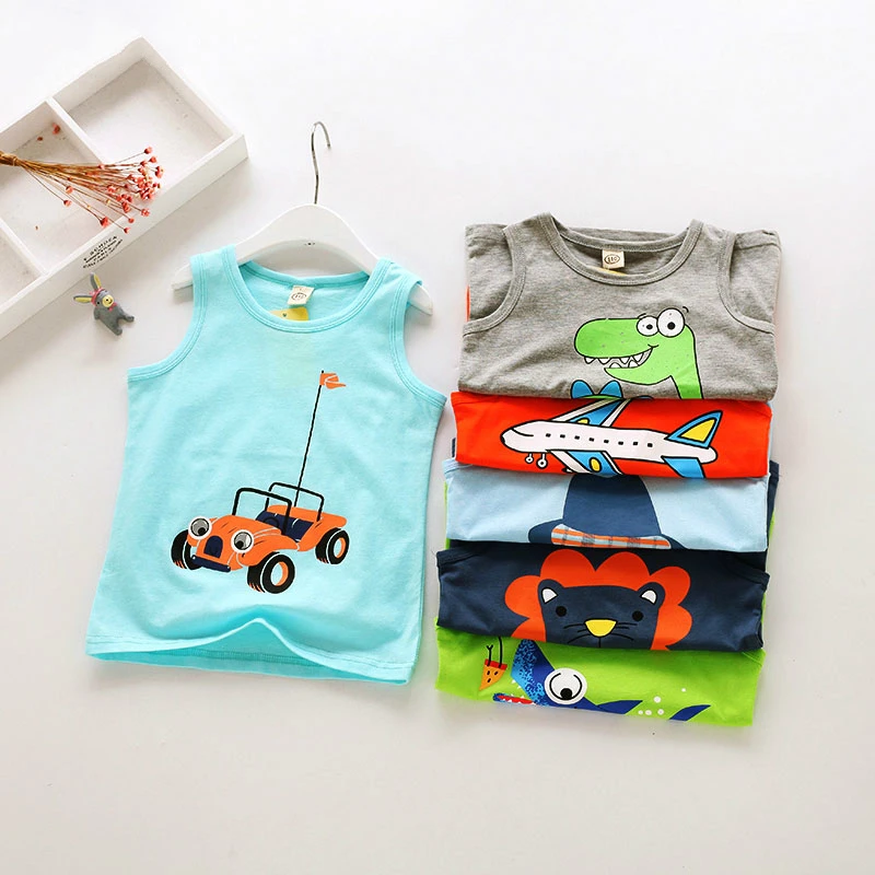

Summer Children Shirts Cartoon Tops For Girls Kids Underwear Model Cotton Boys Undershirt Toddler Vest Baby T-shirt
