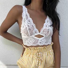 Модный летний женский сексуальный кружевной топ с v-образным вырезом, обмотанный на груди, немягкий пляжный комбинезон для леди, белый топ на бретелях