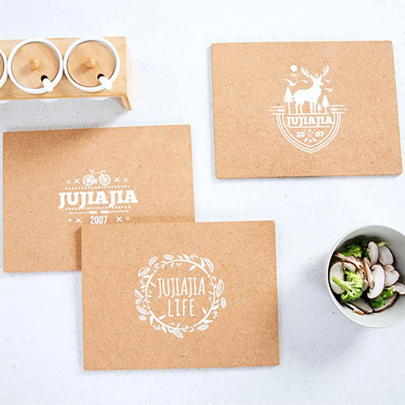 

3PCS/Lot Cork Placemat Casserole Insulation Pad Wooden Anti-scalding Table Mat Cup Mug Mat Coffee Tea Hot Drink Posavasos Decor