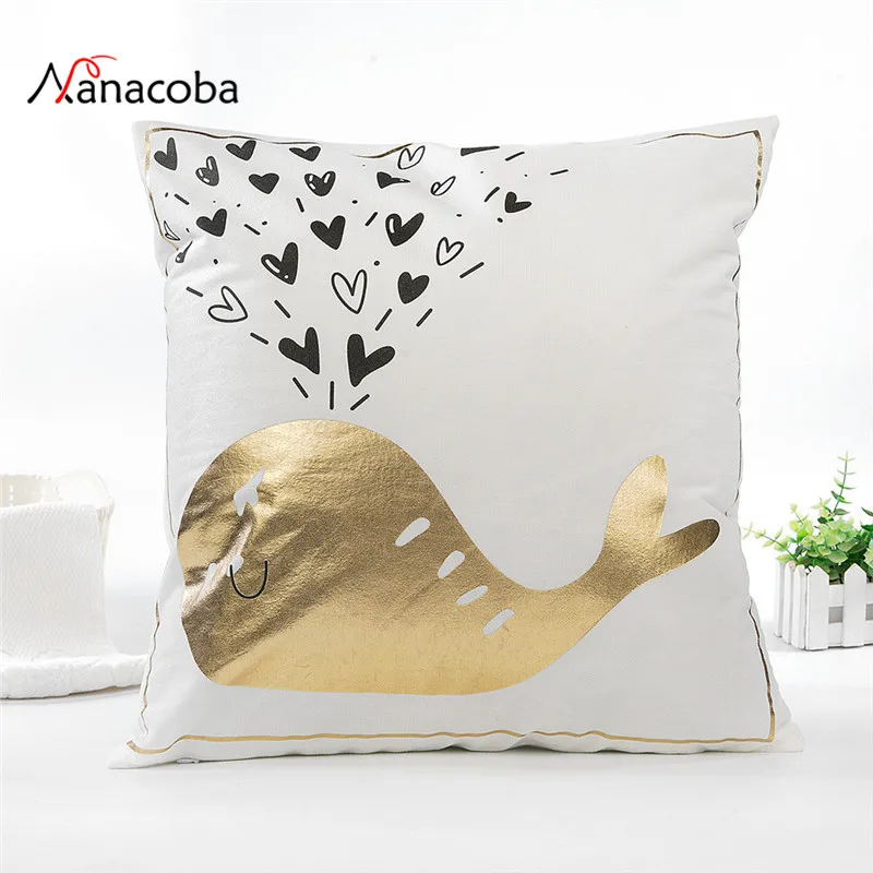 

Whale Cushion Cover Bronzing Polyester Cotton Soft Throw Pillow Cover Decorative Pillow Case Home Coffee Car Seat Pillowcase