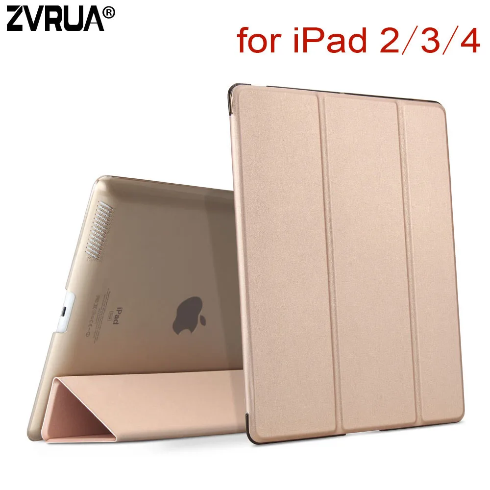 Для iPad 2/3/4, ZVRUA ура Цвет PU Smart Cover чехол Магнит wake up sleep для apple iPad2 iPad3 iPad4 - Цвет: Rose Gold