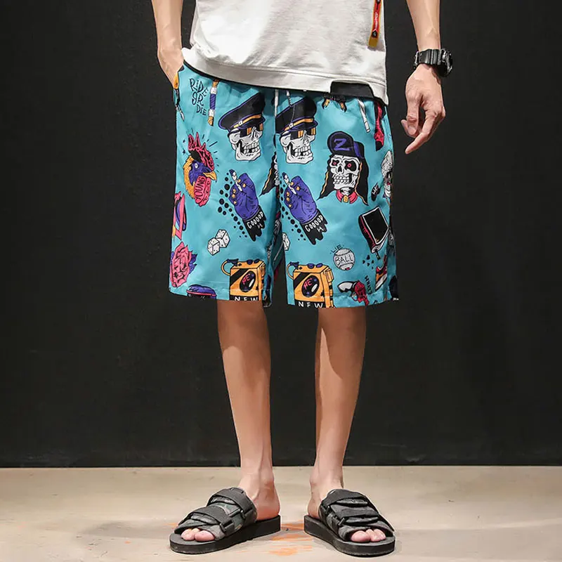 

Large Size Swimming Men's Beach Shorts Casual Printing Men's Shorts Elastic Waist Summer Men's Beach Shorts