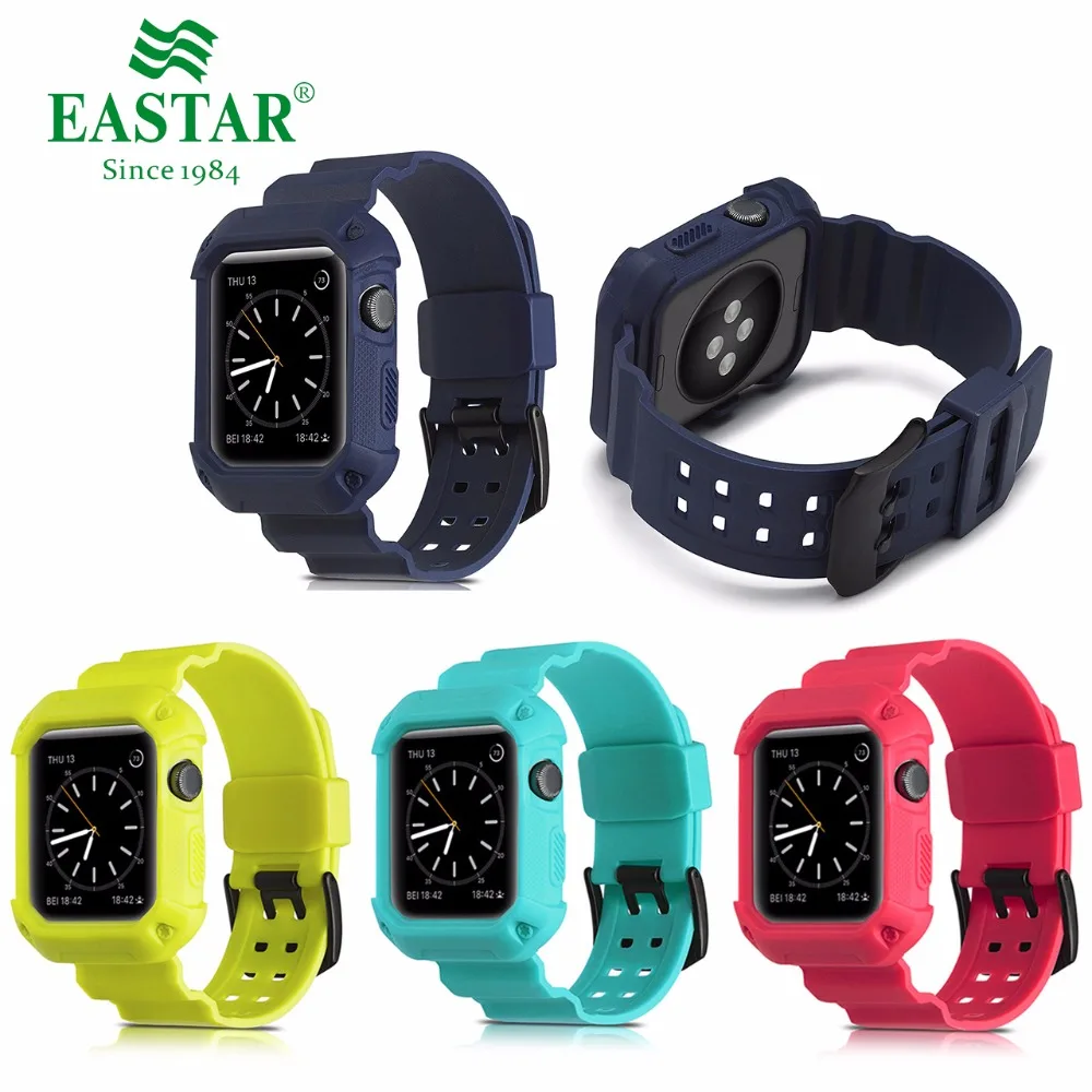 

Eastar Plastic Protective Colorful Case Shockproof Watchband for Apple Watch Serie 3/2/1 Sport 42 mm 38 mm Strap For iwatch Band