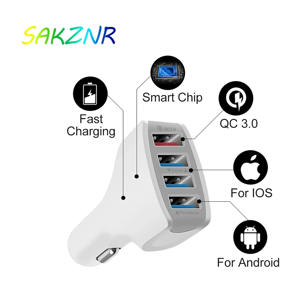 

Quick Charge 3.0 Car Charger Adapter 7A QC3.0 Turbo Fast Charging Car-charger 4 USB Car Mobile Phone Charger for iPhone Xiaomi