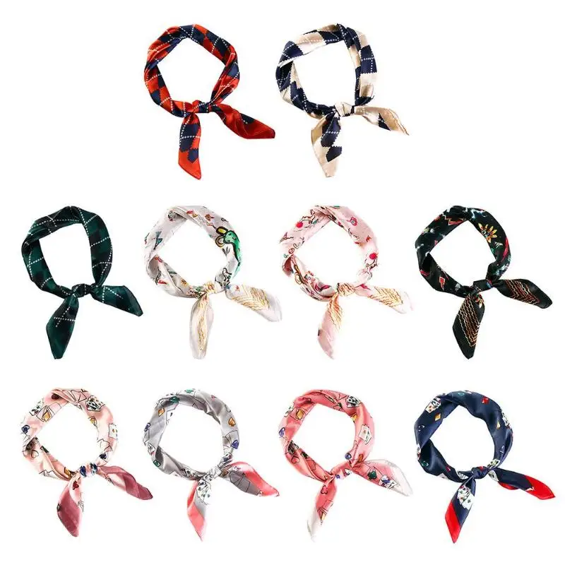 Fashion Women Shawl Geometric Print Square Scarf Casual Neck Hair Tie Band Decoration Accessories Gift