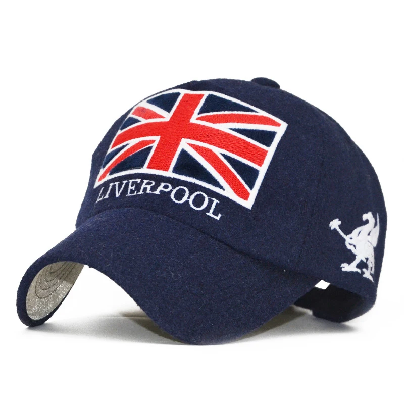 

New Fashion Liverpool Baseball Cap Warm Snapback Hat Unisex Gorras Snap Backs with England Flag for Autumn Winter Casquette Caps